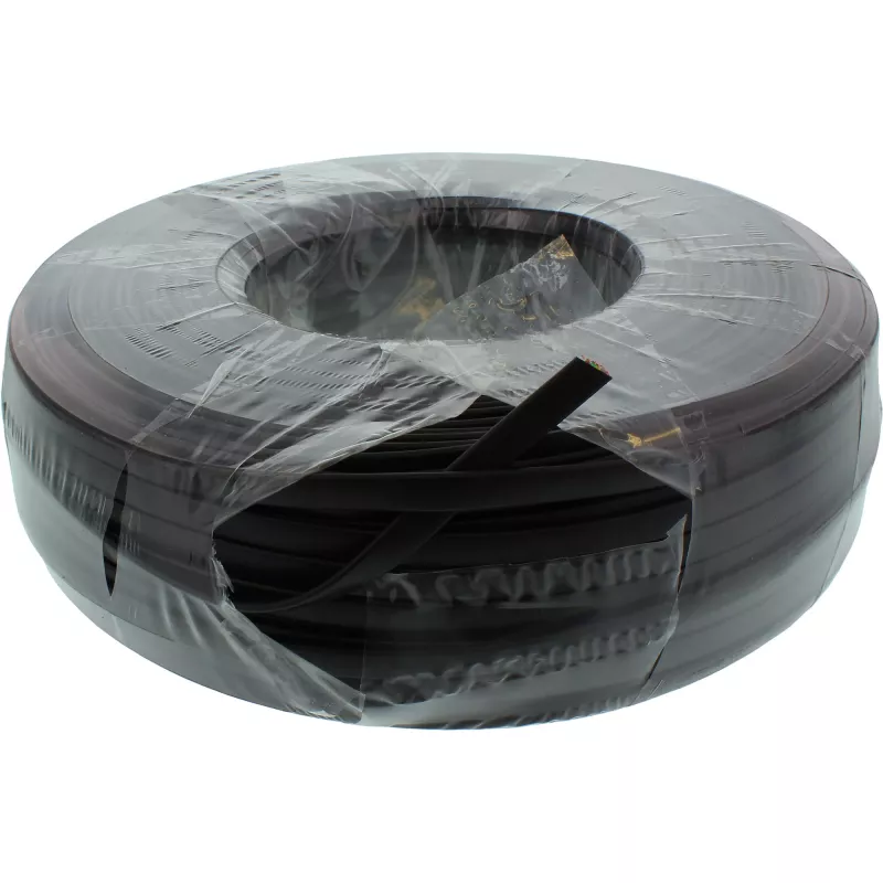 InLine Καλώδιο Modular 6-κλωνο flat μαύρο 100m ρολό