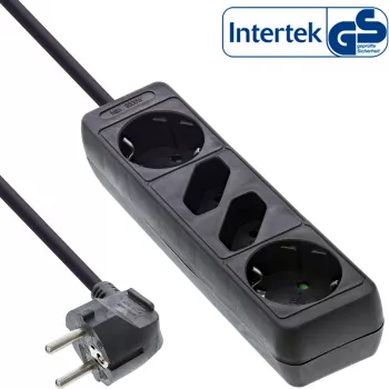 Πολύπριζο InLine, 4 θέσεων, 2x CEE7/3 + 2x Euro CEE 7/16, μαύρο, 5m
