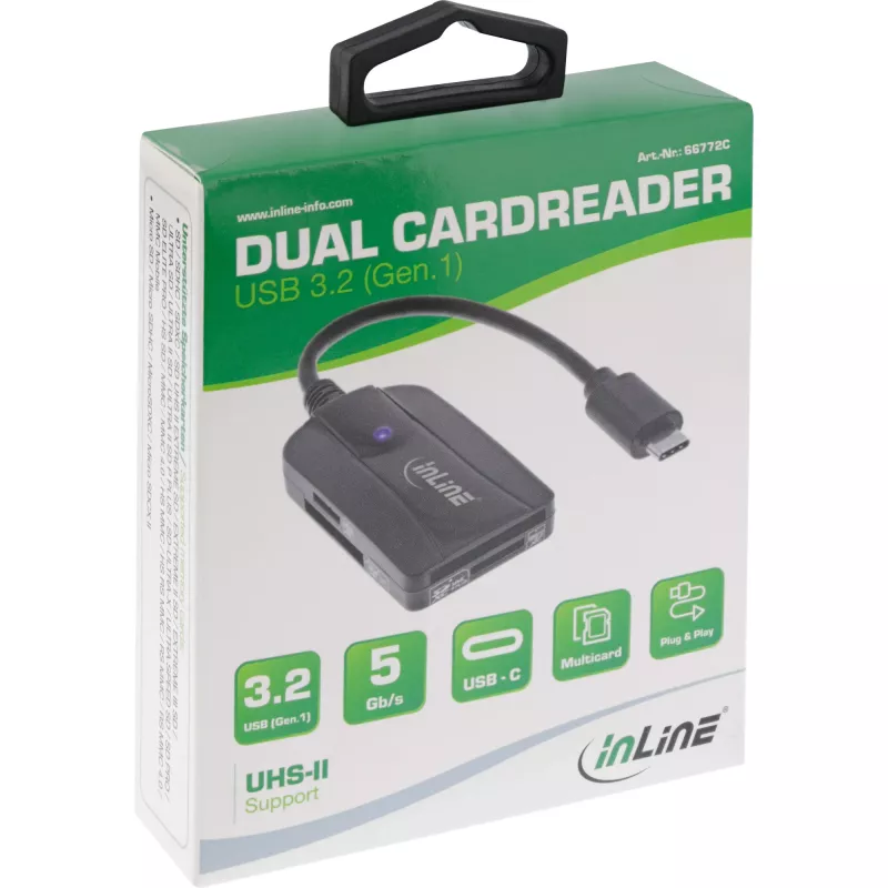 Αναγνώστης καρτών InLine USB 3.1 USB-C, για SD/SDHC/SDXC, microSD, συμβατός με UHS-II