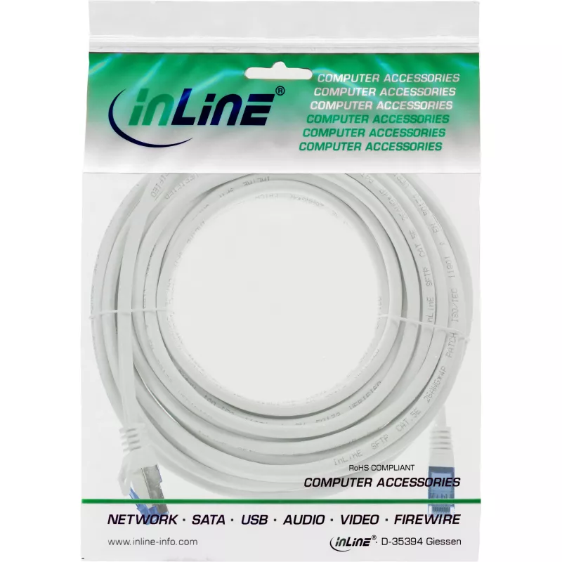 Καλώδιο δικτύου InLine, Cat.6A, S/FTP, TPE εύκαμπτο, λευκό, 20m
