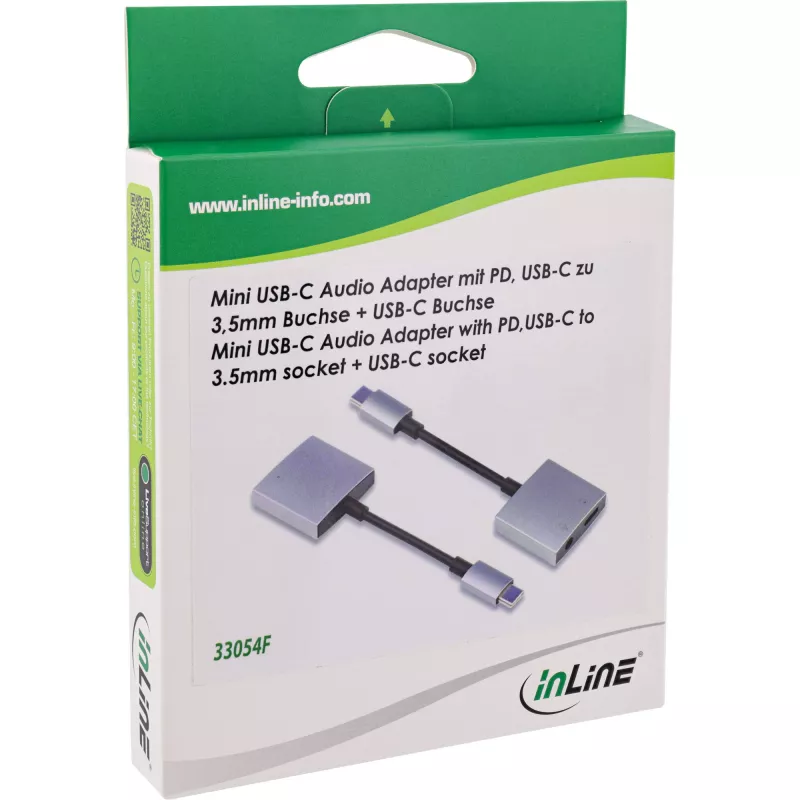 Καλώδιο αντάπτορα ήχου InLine USB-C, USB-C σε jack 3,5 mm + PD 30 W