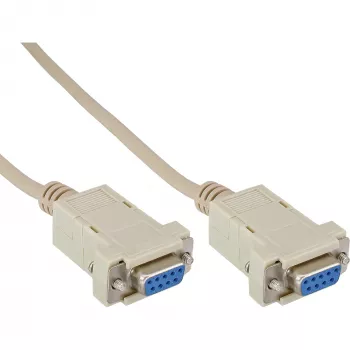 Καλώδιο null modem InLine 9 ακίδων υποδοχή/υποδοχή με σφιγκτήρα 2 m μπεζ