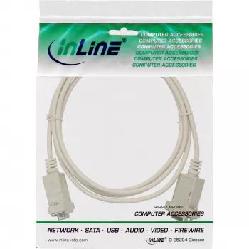 Καλώδιο null modem InLine 9 ακίδων υποδοχή/υποδοχή με σφιγκτήρα 2 m μπεζ
