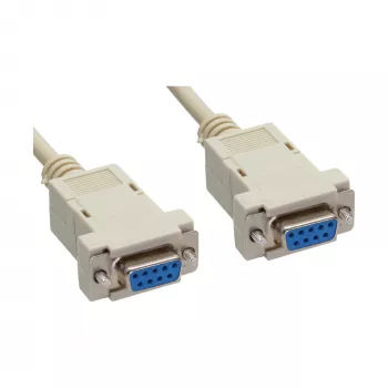 Καλώδιο null modem InLine, DB9 υποδοχή/υποδοχή, με κλιπ, μπεζ, 3 m