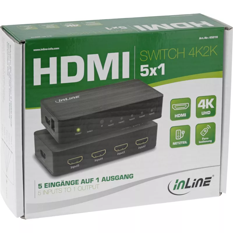 Διακόπτης HDMI InLine 5 θυρών 4K2K@60Hz HDCP 2.2 μαύρο