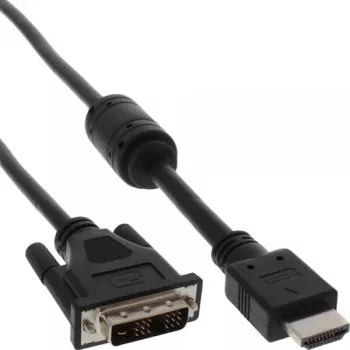 Καλώδιο InLine HDMI-DVI 19 Pin βύσμα αρσενικό / 18+1 βύσμα αρσενικό + πυρήνας φερρίτη μαύρο 5m