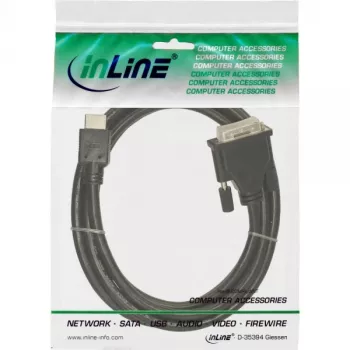 Καλώδιο InLine HDMI-DVI 19 Pin βύσμα αρσενικό / 18+1 βύσμα αρσενικό + πυρήνας φερρίτη μαύρο 5m