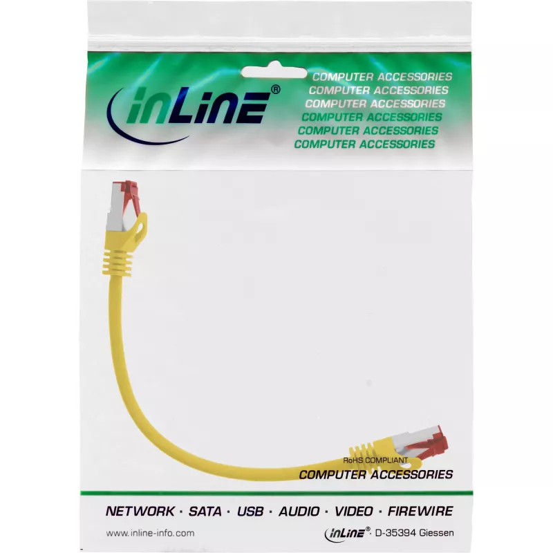 Καλώδιο patch InLine S/FTP PiMF Cat.6 250MHz PVC CCA κίτρινο 0.25m