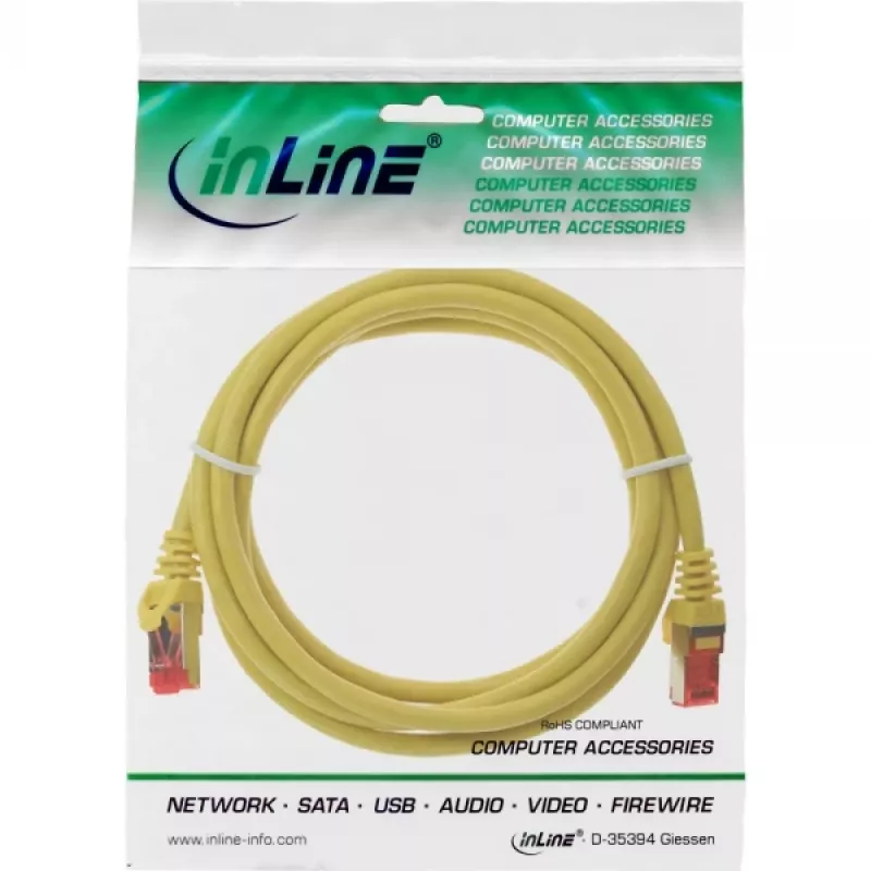 Καλώδιο patch InLine S/FTP PiMF Cat.6 250MHz PVC CCA κίτρινο 1m