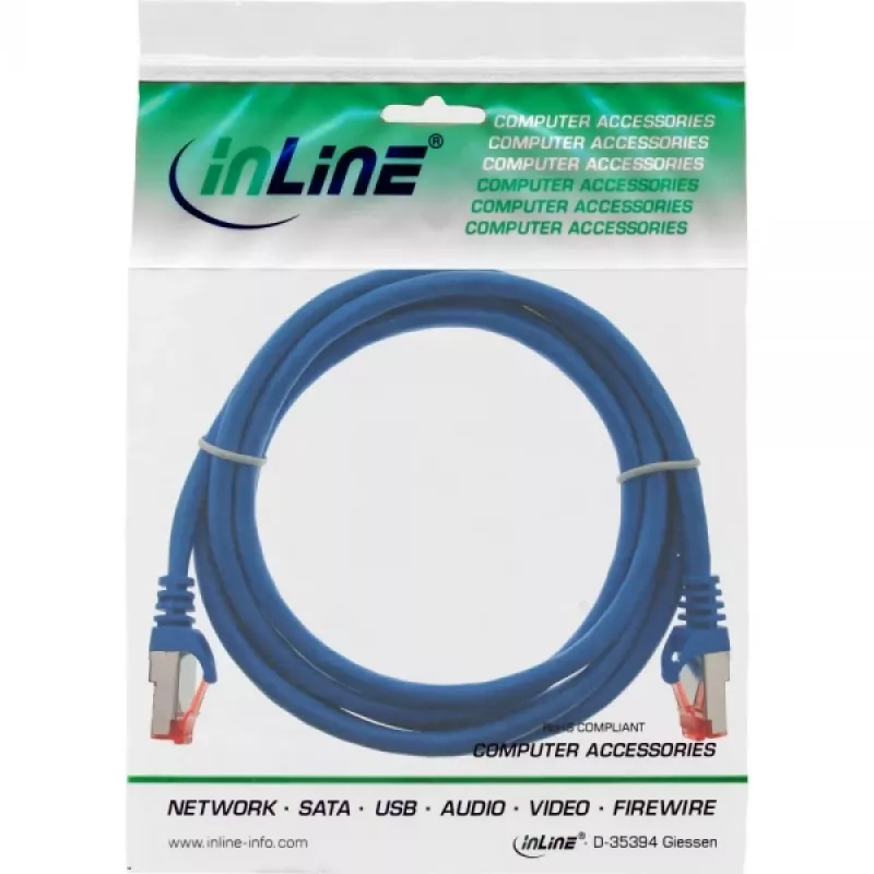 Καλώδιο patch InLine S/FTP PiMF Cat.6 250MHz PVC CCA μπλε 1m