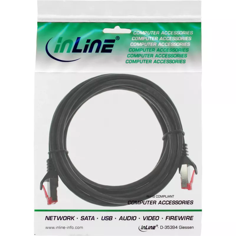 Καλώδιο patch InLine S/FTP PiMF Cat.6 250MHz PVC CCA μαύρο 0,5m