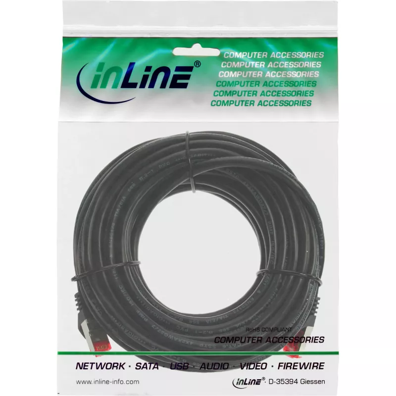Καλώδιο patch InLine S/FTP PiMF Cat.6 250MHz PVC CCA μαύρο 10m