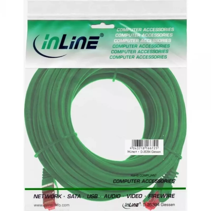 InLine Patchkabel S/FTP PiMF Cat.6 250MHz PVC CCA πράσινο 10m