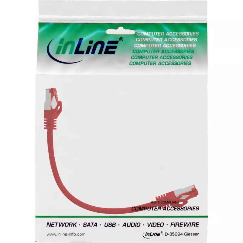 InLine Patchkabel S/FTP PiMF Cat.6 250MHz PVC CCA κόκκινο 0,25m