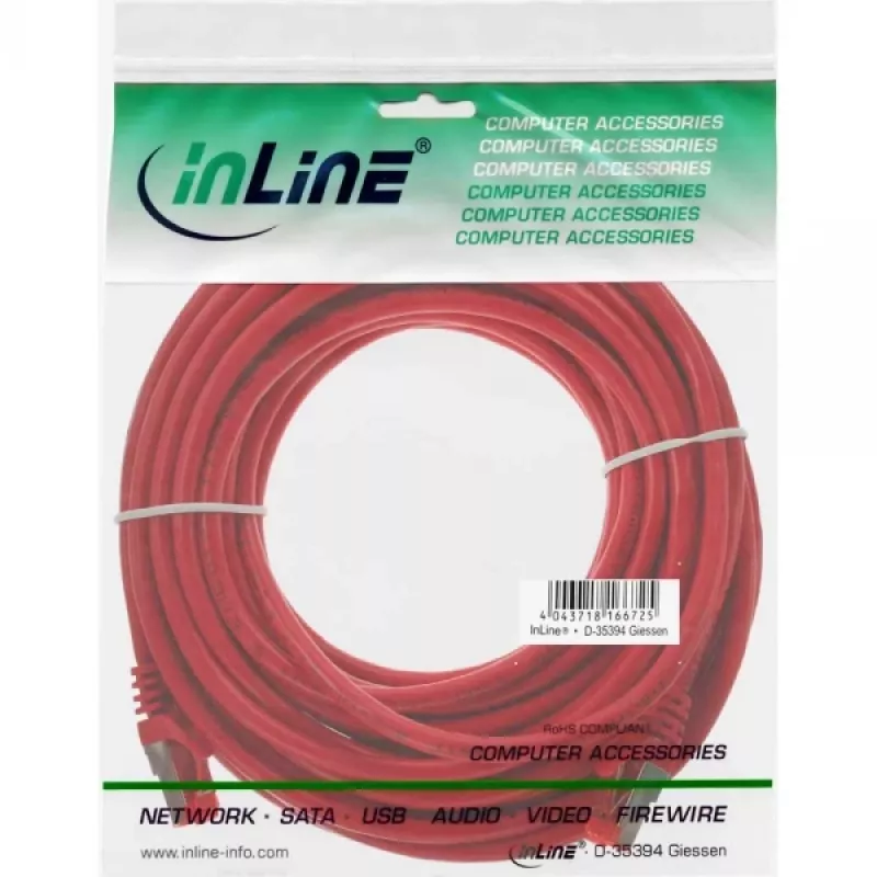 InLine Patchkabel S/FTP PiMF Cat.6 250MHz PVC CCA κόκκινο 10m