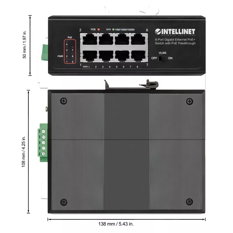Βιομηχανικός διακόπτης Intellinet 8-Port Gigabit Ethernet PoE+
