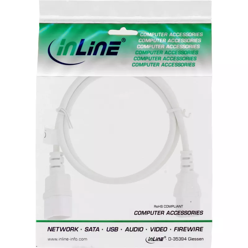 Προέκταση καλωδίου τροφοδοσίας C13 C14 InLine 16631W 1m λευκό
