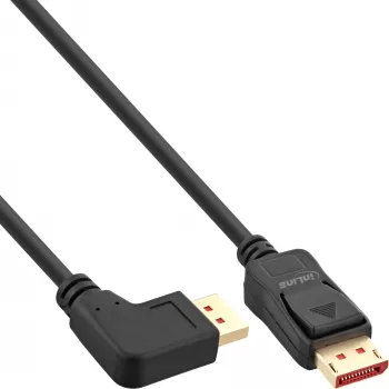 Καλώδιο InLine DisplayPort 1.4, 8K4K, αριστερά γωνιακό, μαύρο/χρυσό, 5m