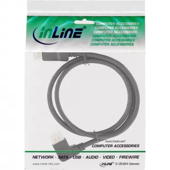 Καλώδιο InLine DisplayPort 1.4, 8K4K, αριστερά γωνιακό, μαύρο/χρυσό, 5m