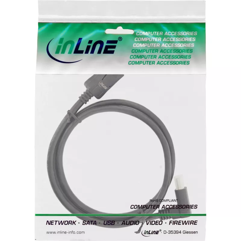 Καλώδιο InLine DisplayPort-1.4, 8K4K, γωνιακό, Μαύρο/Χρυσό, 5 m