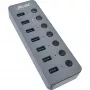 InLine USB 3.2 Gen.1 Hub, 7 θυρών, με διακόπτη, αλουμίνιο, γκρι, με τροφοδοτικό