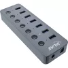 InLine USB 3.2 Gen.1 Hub, 7 θυρών, με διακόπτη, αλουμίνιο, γκρι, με τροφοδοτικό