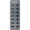 InLine USB 3.2 Gen.1 Hub, 7 θυρών, με διακόπτη, αλουμίνιο, γκρι, με τροφοδοτικό