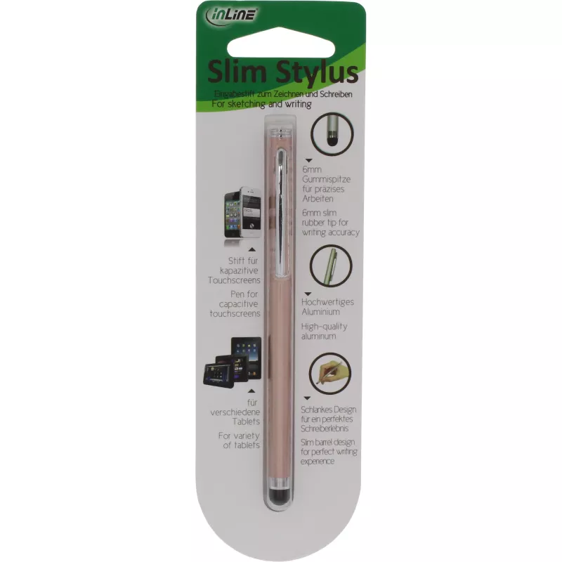Stylus Pen InLine 55467G για οθόνες αφής smartphone tablet ροζ