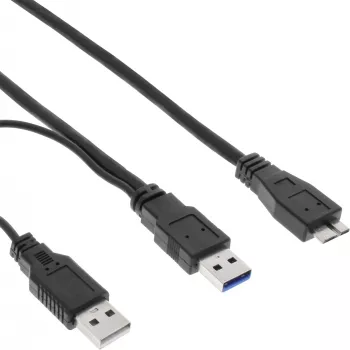 InLine Καλώδιο USB 3.2 Gen.1 Y 2x Type-A αρσενικό / Micro-B αρσενικό, μαύρο, 1,5m