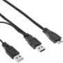 InLine Καλώδιο USB 3.2 Gen.1 Y 2x Type-A αρσενικό / Micro-B αρσενικό, μαύρο, 1,5m