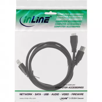 InLine Καλώδιο USB 3.2 Gen.1 Y 2x Type-A αρσενικό / Micro-B αρσενικό, μαύρο, 1,5m