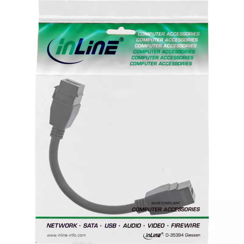 InLine Καλώδιο HDMI 2-πλό Keystone 4K/60Hz, HDMI A θηλυκό/θηλυκό, μαύρο, 0,2 m
