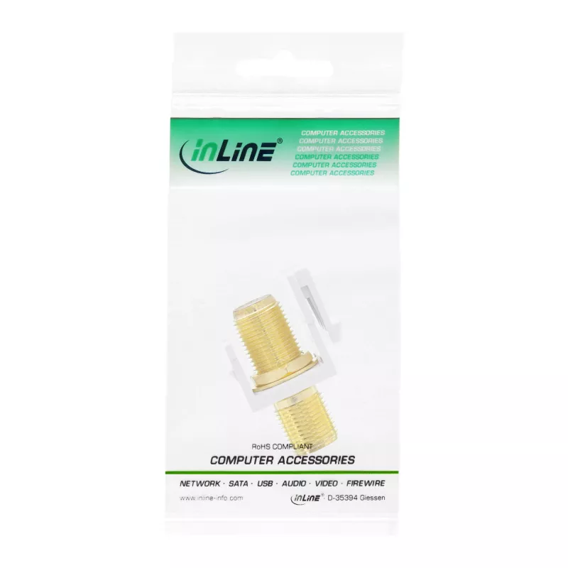 InLine Αντάπτορας τοποθέτησης Keystone, για δορυφορικό καλώδιο, 2x F θηλυκό, λευκό