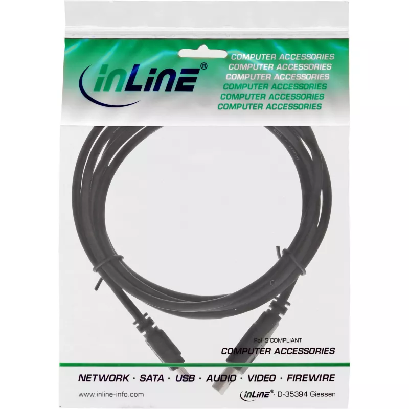 InLine Καλώδιο Mini USB 2.0 βύσμα US τύπου A / βύσμα Mini B, 5-πολικό, μαύρο, 0,3 m