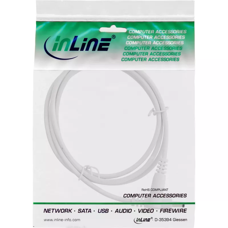 InLine Καλώδιο επέκτασης DC, βύσμα/υποδοχή DC 4,0x1,7mm, λευκό, 2m