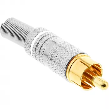 InLine Μεταλλικό βύσμα RCA αρσενικό για κόλληση, ασημί, δακτύλιος κόκκινος, για καλώδιο 6mm