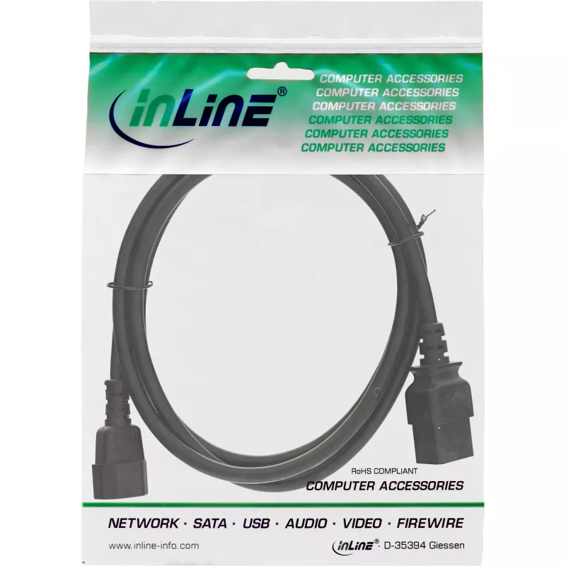 InLine Καλώδιο προσαρμογέα τροφοδοσίας, IEC-60320 C14 σε C19, 3x1,5mm², max. 10A, 2m