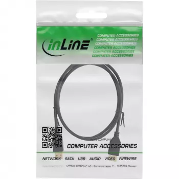 InLine Καλώδιο επέκτασης USB 2.0 Type-A αρσενικό / θηλυκό, επιχρυσωμένο, μαύρο, 1,2m