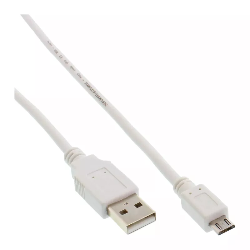 InLine Καλώδιο Micro-USB 2.0 USB Type-A αρσενικό / Micro-B αρσενικό, λευκό, 1,8 m