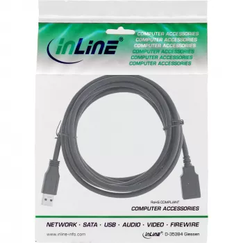 InLine Καλώδιο USB 3.2 Gen.1 Type-A αρσενικό / Type-A θηλυκό, μαύρο, 5 m