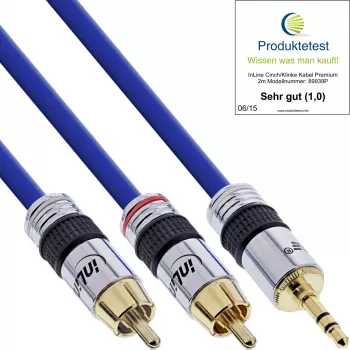 InLine Καλώδιο ήχου Premium 2x αρσενικό Cinch / αρσενικό 3,5 mm επιχρυσωμένο 0,5 m