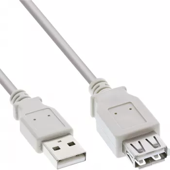 InLine Καλώδιο επέκτασης USB 2.0 Type-A αρσενικό/θηλυκό, μπεζ, 1,8m, Bulk