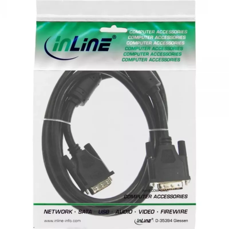 InLine Καλώδιο DVI-D 18+1 αρσενικό/αρσενικό Single Link 2 πυρήνες ferrite 10 m