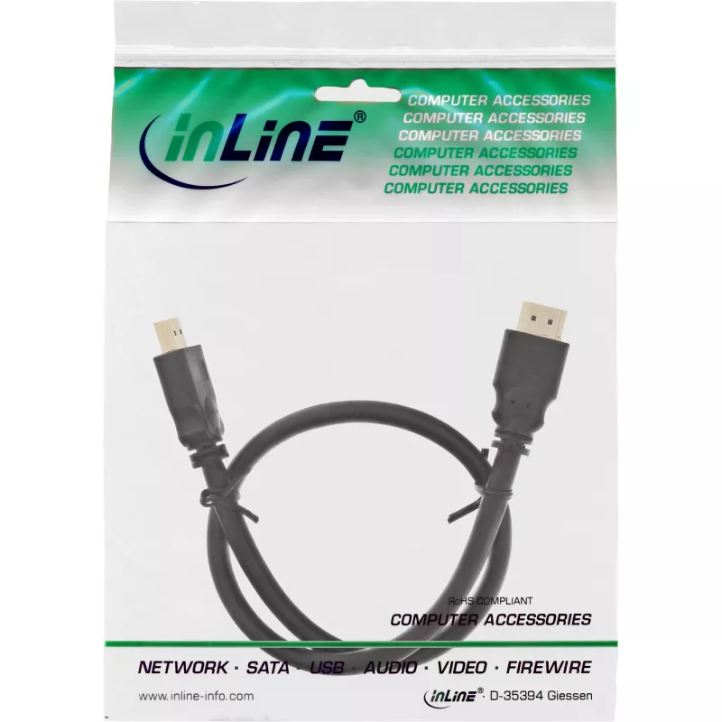 InLine Καλώδιο HDMI, καλώδιο High Speed HDMI, M/M, μαύρο, επιχρυσωμένες επαφές, 7,5 m