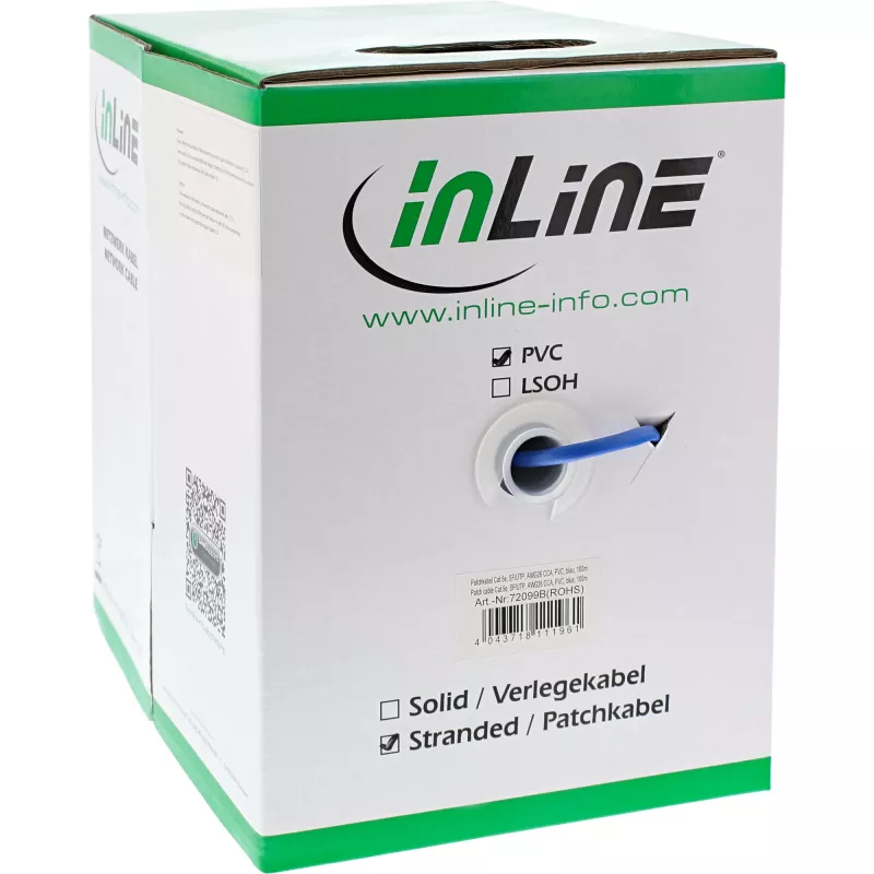 Καλώδιο Patch InLine SF/UTP Cat.5e AWG26 CCA PVC μπλε 100m
