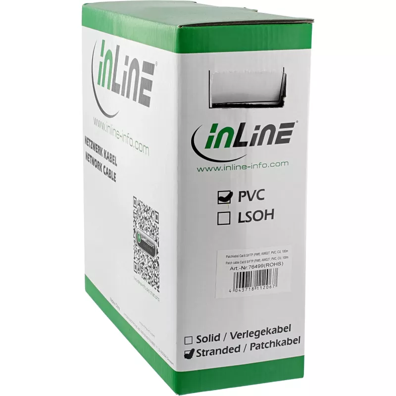 Καλώδιο Patch InLine S/FTP PiMF Cat.6 γκρι AWG27 PVC CU 100m