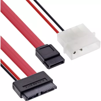 Καλώδιο InLine Slimline SATA, λεπτό SATA 13-Pin (7+6) πλευρά καλωδίου σε SATA+τροφοδοσία, 0,4 m
