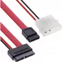 Καλώδιο InLine Slimline SATA, λεπτό SATA 13-Pin (7+6) πλευρά καλωδίου σε SATA+τροφοδοσία, 0,4 m