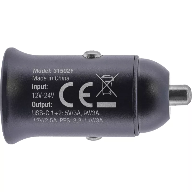 Φορτιστής αυτοκινήτου USB InLine Power Delivery, 2x USB-C, μαύρο