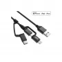 InLine Καλώδιο 3-in-1 USB, USB-A αρσενικό σε Micro-USB+USB-C+Lightning, μαύρο/αλουμίνιο